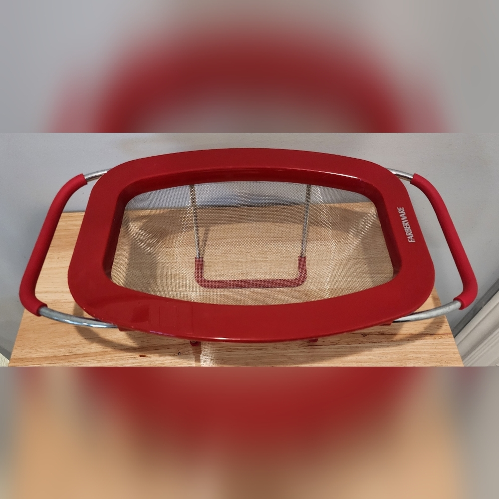 Farberware Expandable Colander Strainer Red Over the Sink Stainless Mesh